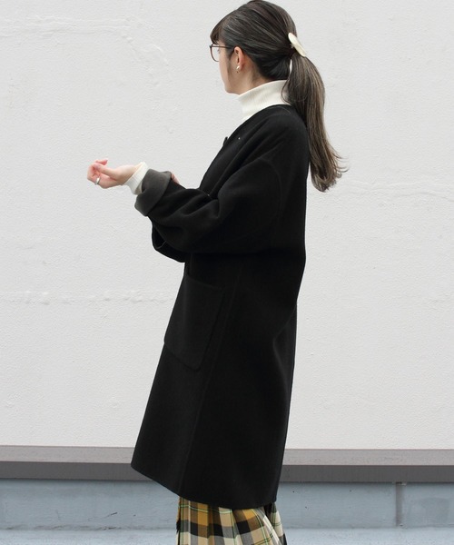 LE GLAZIK（ルグラジック）の「LE GLAZIK/ル グラジック　リバーシブルカラーレスコート　REVERSIBLE COLLARLESS COAT #JL-8982MRW（ノーカラーコート・レディース・ブラック/ベージュ・36）」の18枚目の写真