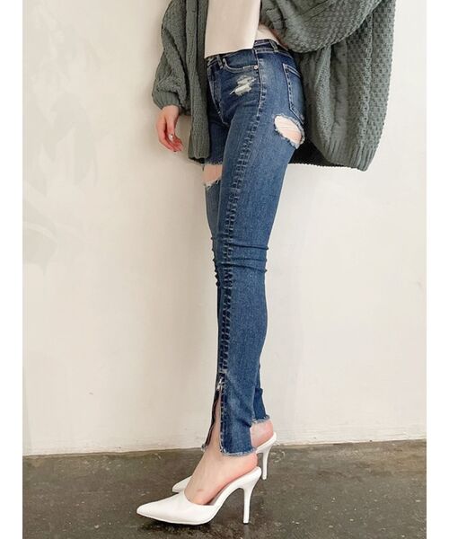GYDA（ジェイダ）の「M/W HEM ZIPスキニーデニムパンツ（デニムパンツ・レディース・インディゴブルー/ブルー・SMALL/MEDIUM/X-SMALL）」の8枚目の写真
