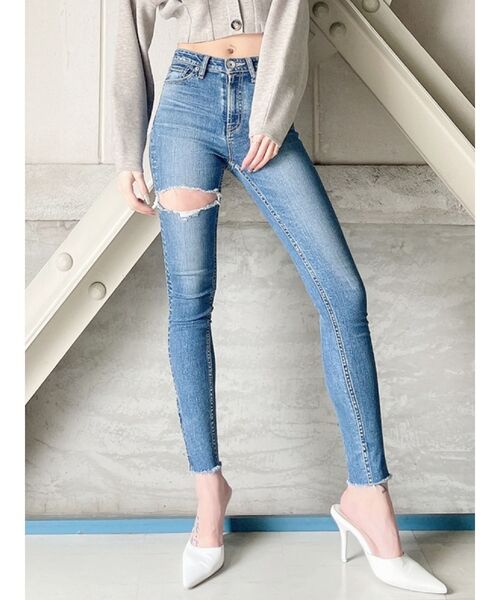 GYDA（ジェイダ）の「M/W HEM ZIPスキニーデニムパンツ（デニムパンツ・レディース・インディゴブルー/ブルー・SMALL/MEDIUM/X-SMALL）」の20枚目の写真