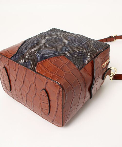 Three Four Time（ｽﾘｰﾌｫｰﾀｲﾑ）の「スネイクプリントスクエアBAG（ショルダーバッグ・レディース・ブラウン・FREE）」の3枚目の写真