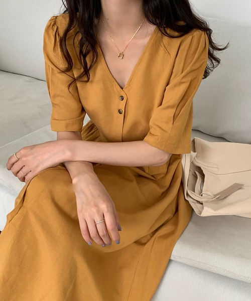 リネン混vネック 半袖ロングシャツワンピース シャツワンピース Smile Orchid スマイルオーキッド のファッション通販 Zozotown