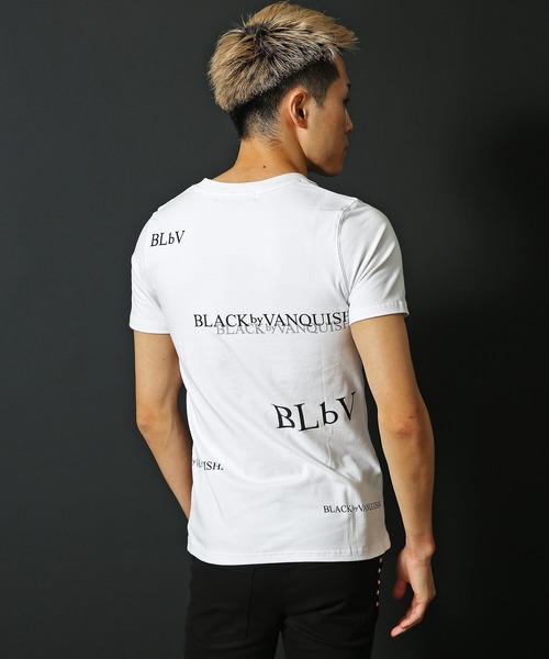 BLACK by VANQUISH（ブラックバイバンキッシュ）の「【BLACK by VANQUISH】マルチプリントVネック半袖Tシャツ（Tシャツ/カットソー・メンズ・ホワイト/ブラック・L/XL/M）」の5枚目の写真