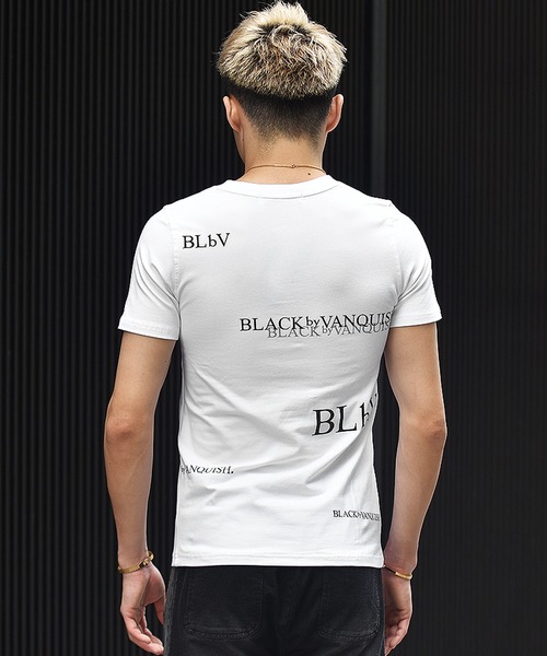 BLACK by VANQUISH（ブラックバイバンキッシュ）の「【BLACK by VANQUISH】マルチプリントVネック半袖Tシャツ（Tシャツ/カットソー・メンズ・ホワイト/ブラック・L/XL/M）」の9枚目の写真