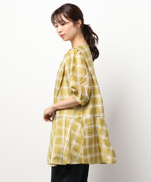 N.（N. Natural Beauty Basic）（エヌエヌナチュラルビューティーベーシック）の「チェックチュニックブラウス（シャツ/ブラウス・レディース・ホワイト系その他/イエロー系その他・MEDIUM）」の7枚目の写真
