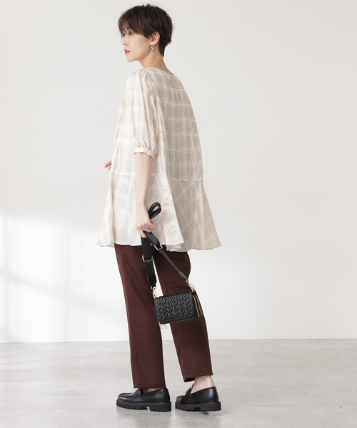 N.（N. Natural Beauty Basic）（エヌエヌナチュラルビューティーベーシック）の「チェックチュニックブラウス（シャツ/ブラウス・レディース・ホワイト系その他/イエロー系その他・MEDIUM）」の6枚目の写真