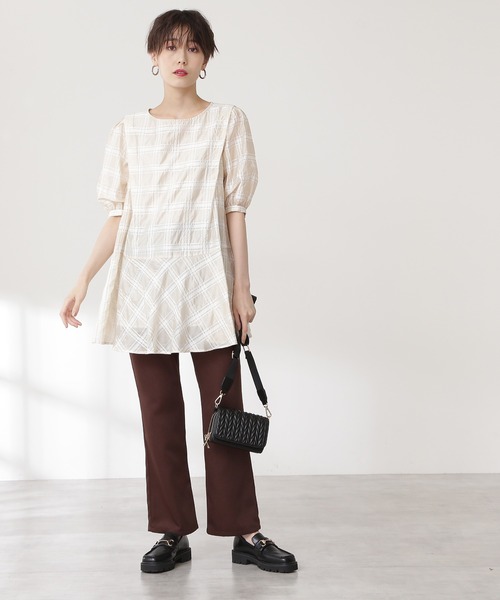 N.（N. Natural Beauty Basic）（エヌエヌナチュラルビューティーベーシック）の「チェックチュニックブラウス（シャツ/ブラウス・レディース・ホワイト系その他/イエロー系その他・MEDIUM）」の8枚目の写真