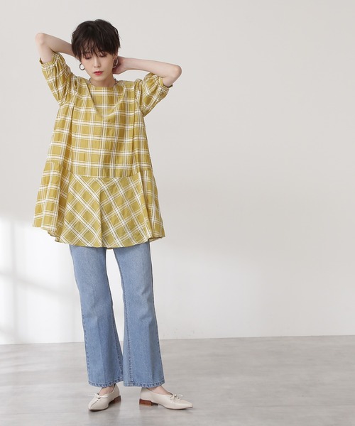 N.（N. Natural Beauty Basic）（エヌエヌナチュラルビューティーベーシック）の「チェックチュニックブラウス（シャツ/ブラウス・レディース・ホワイト系その他/イエロー系その他・MEDIUM）」の11枚目の写真