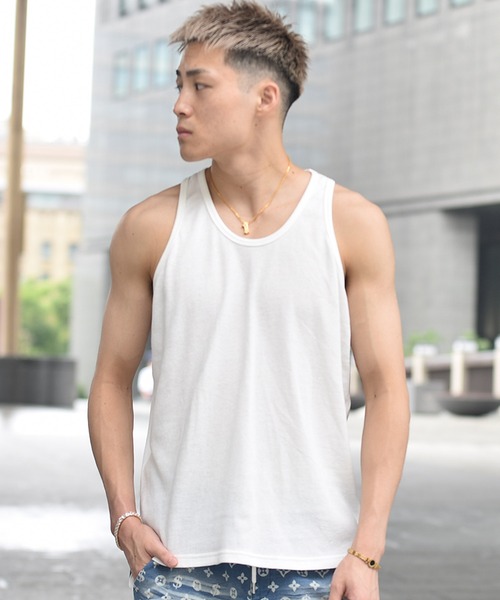 JOKER（ジョーカー）の「【JOKER】多色展開ワッフルタンクトップ メンズ（タンクトップ・メンズ・ブルー/レッド/ホワイト/ブラック/グリーン/パープル・M/L/XL）」の2枚目の写真