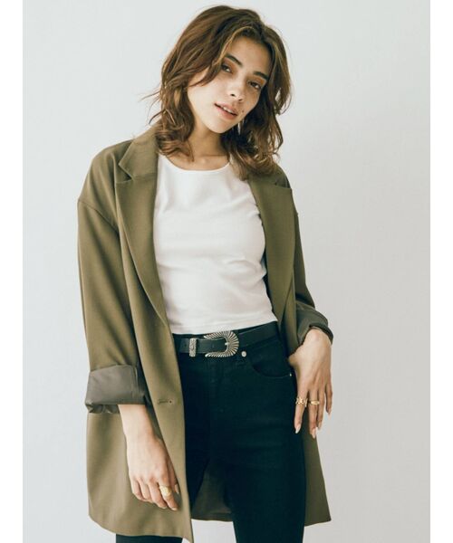 EVRIS（エヴリス）の「BASICクロップドロングスリーブTEE（Tシャツ/カットソー・レディース・ホワイト/グリーン/ブラック/オレンジ・FREE）」の5枚目の写真