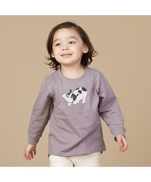 petit main(プティマイン)の「【お肌にやさしい弱酸性】アニマルTシャツ(Tシャツ/カットソー・キッズ・アイボリー/グレー/イエロー・100cm/80cm/110cm/90cm)」の2枚目の写真