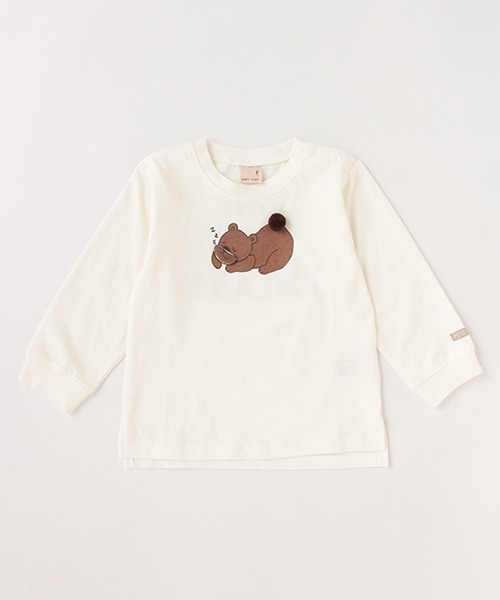 petit main(プティマイン)の「【お肌にやさしい弱酸性】アニマルTシャツ(Tシャツ/カットソー・キッズ・アイボリー/グレー/イエロー・100cm/80cm/110cm/90cm)」の1枚目の写真