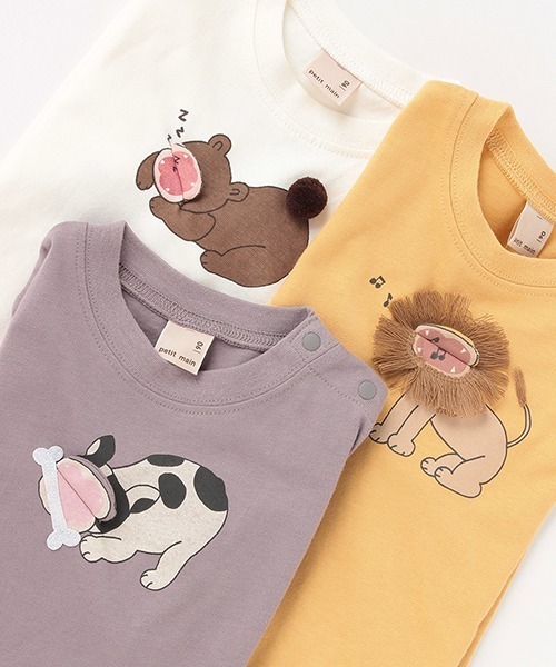 petit main(プティマイン)の「【お肌にやさしい弱酸性】アニマルTシャツ(Tシャツ/カットソー・キッズ・アイボリー/グレー/イエロー・100cm/80cm/110cm/90cm)」の5枚目の写真