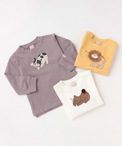 petit main(プティマイン)の「【お肌にやさしい弱酸性】アニマルTシャツ(Tシャツ/カットソー・キッズ・アイボリー/グレー/イエロー・100cm/80cm/110cm/90cm)」の10枚目の写真