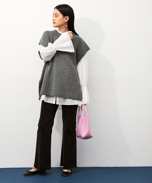 ADAM ET ROPE'(アダムエロペ)の「【ZOZO限定】2WAYデタッチャブル片畦プルオーバー(ニット/セーター・レディース・ブラック/グレー/オフホワイト・FREE)」の12枚目の写真