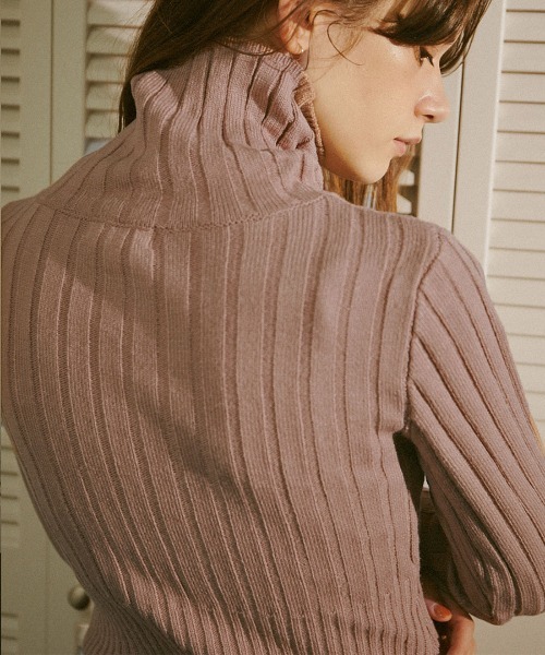 mangata(モンガータ)の「High neck ribknit onepiece(ワンピース・レディース・ホワイト/ブラック/ピンク・FREE)」の13枚目の写真