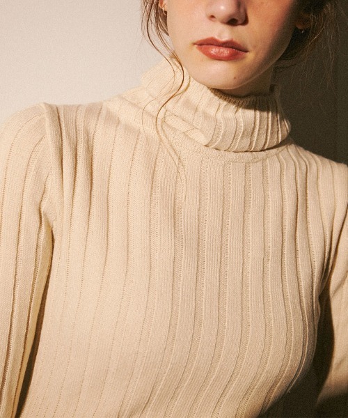 mangata(モンガータ)の「High neck ribknit onepiece(ワンピース・レディース・ホワイト/ブラック/ピンク・FREE)」の16枚目の写真