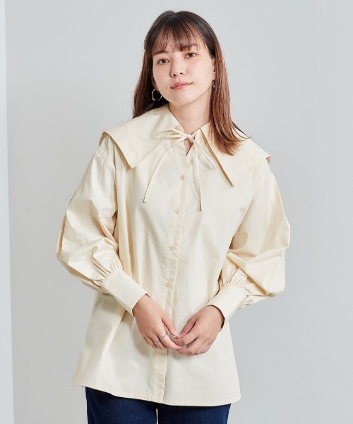 cepo(セポ)の「付け襟セーラーカラーブラウス(シャツ/ブラウス・レディース・ブラック/ベージュ/グリーン/オフホワイト・M)」の3枚目の写真