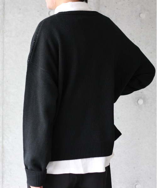 y/m by れぽすけ（イムバイレポスケ）の「マルチパターン柄Vネックニット（ニット/セーター・メンズ・ベージュ/ブラック・MEDIUM/LARGE）」の21枚目の写真