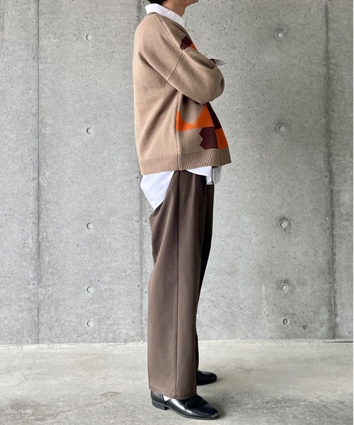 y/m by れぽすけ（イムバイレポスケ）の「マルチパターン柄Vネックニット（ニット/セーター・メンズ・ベージュ/ブラック・MEDIUM/LARGE）」の20枚目の写真