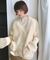 レジャ Leja 畔編みニットクルーネックトップス 20代 30代 40代 （CHOCOLATE） Leja（レジャ）の「【LEJA】畔編みニットクルーネックトップス