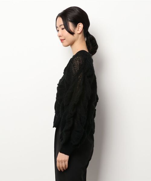 RETRO GIRL（レトロガール）の「シャーリングニット（ニット/セーター・レディース・ブラック/オフホワイト/グリーン・FREE）」の16枚目の写真