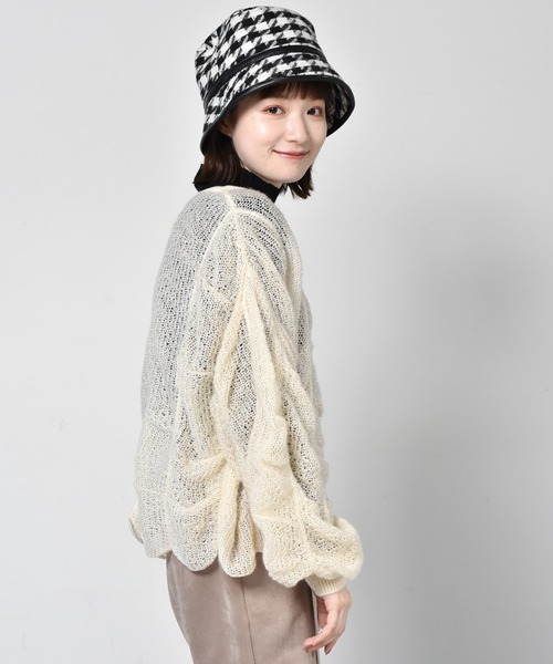 RETRO GIRL（レトロガール）の「シャーリングニット（ニット/セーター・レディース・ブラック/オフホワイト/グリーン・FREE）」の10枚目の写真