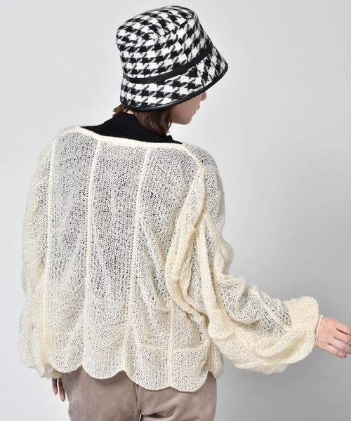 RETRO GIRL（レトロガール）の「シャーリングニット（ニット/セーター・レディース・ブラック/オフホワイト/グリーン・FREE）」の11枚目の写真