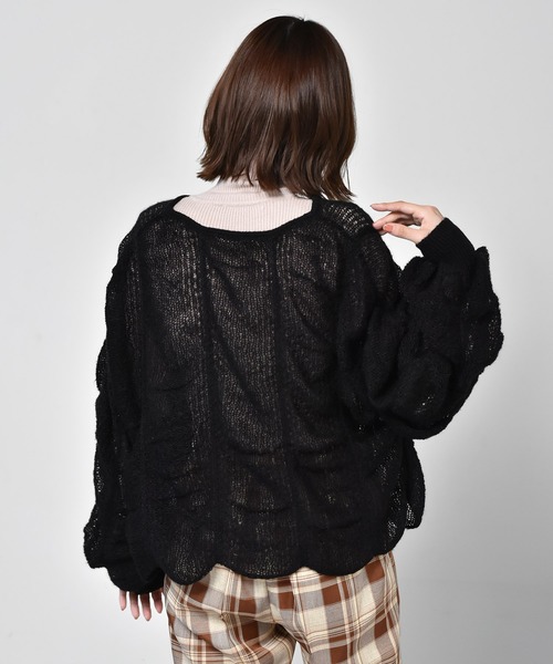 RETRO GIRL（レトロガール）の「シャーリングニット（ニット/セーター・レディース・ブラック/オフホワイト/グリーン・FREE）」の13枚目の写真
