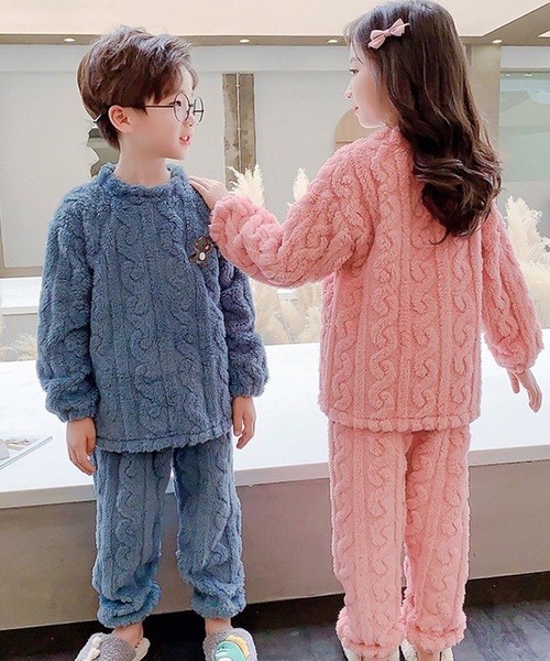 DAY CLOSET（デイ クローゼット）の「キッズ もこもこボアツイストデザインルームウェアパジャマ 上下2点セットアップ 冬（ルームウェア/パジャマ・キッズ・パープル/ピンク/ブルー/アイボリー/ネイビー/グリーン・110cm/120cm/130cm/140cm/150cm/160cm）」の20枚目の写真