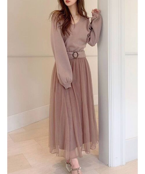 RESEXXY（リゼクシー）の「チュール切替ワンピース（ワンピース・レディース・ブラック/ベージュ/ブラウン/モカ・FREE）」の4枚目の写真