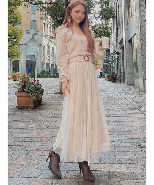 RESEXXY（リゼクシー）の「チュール切替ワンピース（ワンピース・レディース・ブラック/ベージュ/ブラウン/モカ・FREE）」の5枚目の写真