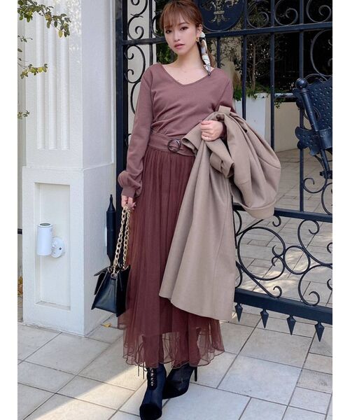 RESEXXY（リゼクシー）の「チュール切替ワンピース（ワンピース・レディース・ブラック/ベージュ/ブラウン/モカ・FREE）」の8枚目の写真