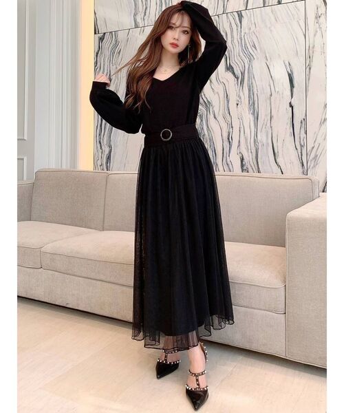 RESEXXY（リゼクシー）の「チュール切替ワンピース（ワンピース・レディース・ブラック/ベージュ/ブラウン/モカ・FREE）」の13枚目の写真