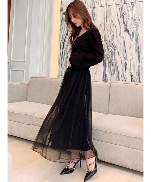 RESEXXY（リゼクシー）の「チュール切替ワンピース（ワンピース・レディース・ブラック/ベージュ/ブラウン/モカ・FREE）」の16枚目の写真