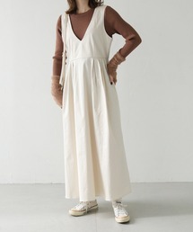  【HER CLOSET】WEB限定チノ深Vフレアワンピース WEB LIMITED CHINO DEEP V-FLARE DRESS