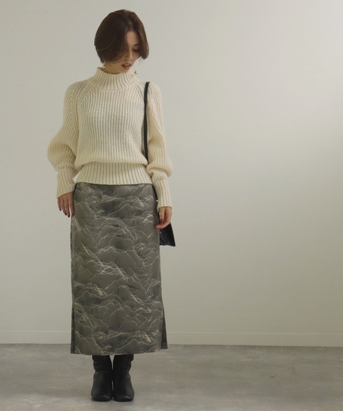 AULI（アウリィ）の「【低身長向けサイズ】PJジャカードタイトスカート（スカート・レディース・イエロー/グリーン/ダークグレー・S/XS/XXS）」の14枚目の写真