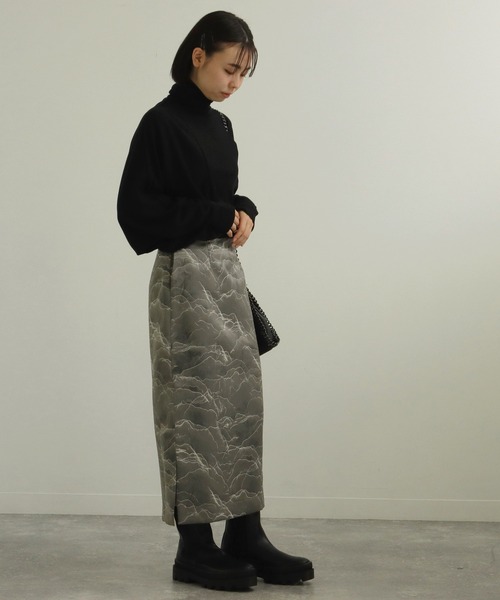 AULI（アウリィ）の「【低身長向けサイズ】PJジャカードタイトスカート（スカート・レディース・イエロー/グリーン/ダークグレー・S/XS/XXS）」の4枚目の写真