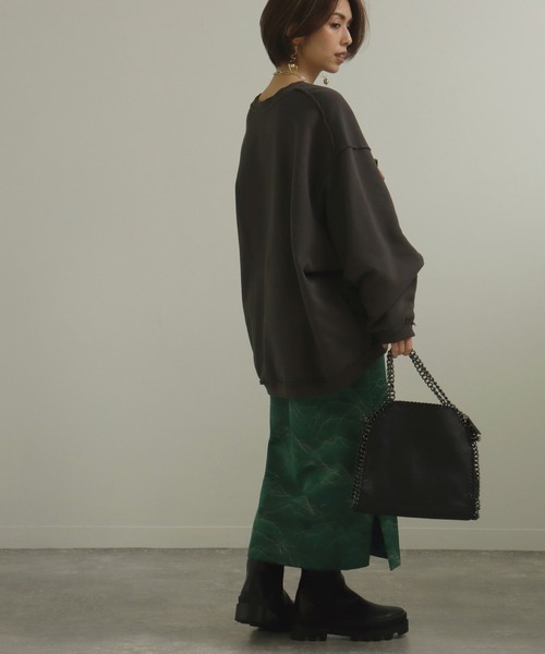 AULI（アウリィ）の「【低身長向けサイズ】PJジャカードタイトスカート（スカート・レディース・イエロー/グリーン/ダークグレー・S/XS/XXS）」の5枚目の写真