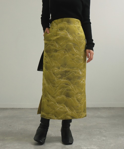 AULI（アウリィ）の「【低身長向けサイズ】PJジャカードタイトスカート（スカート・レディース・イエロー/グリーン/ダークグレー・S/XS/XXS）」の6枚目の写真