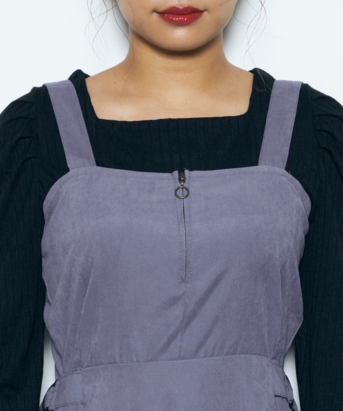 CECIL McBEE（セシルマクビー）の「インナー付きジャンスカフレアワンピース（ジャンパースカート・レディース・パープル/ブラック・MEDIUM）」の6枚目の写真