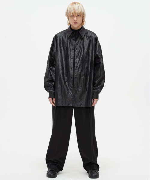 ADD SEOUL（エーディーディーソウル）の「【ADD SEOUL】COATING AVANTGARDE SHIRT / コーティング アヴァンギャルド オーバーサイズ シャツ（シャツ/ブラウス・メンズ・ブラック/グリーン・1/2）」の5枚目の写真