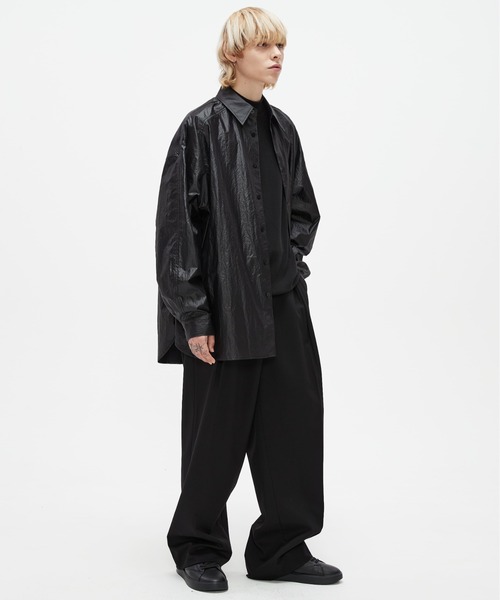 ADD SEOUL（エーディーディーソウル）の「【ADD SEOUL】COATING AVANTGARDE SHIRT / コーティング アヴァンギャルド オーバーサイズ シャツ（シャツ/ブラウス・メンズ・ブラック/グリーン・1/2）」の8枚目の写真