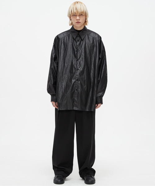 ADD SEOUL（エーディーディーソウル）の「【ADD SEOUL】COATING AVANTGARDE SHIRT / コーティング アヴァンギャルド オーバーサイズ シャツ（シャツ/ブラウス・メンズ・ブラック/グリーン・1/2）」の9枚目の写真