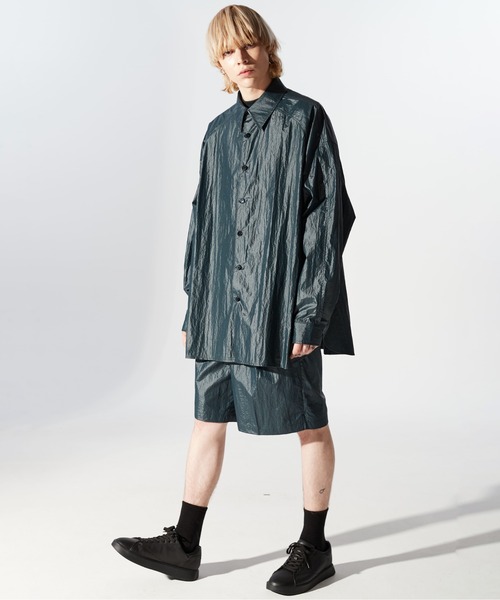 ADD SEOUL（エーディーディーソウル）の「【ADD SEOUL】COATING AVANTGARDE SHIRT / コーティング アヴァンギャルド オーバーサイズ シャツ（シャツ/ブラウス・メンズ・ブラック/グリーン・1/2）」の19枚目の写真