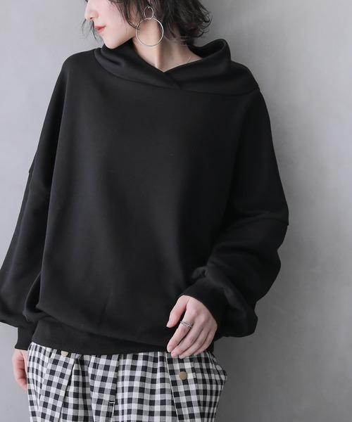 osharewalker(オシャレウォーカー)の「【廃盤】『パーカー風スタンド襟裏毛トップス』(スウェット・レディース・ラベンダー/ブラック/アイボリー・FREE)」の14枚目の写真