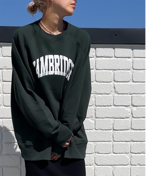 N A S スウェット トップス Homme N A S ナス のファッション カレッジプリントスウェットオーバーサイズトップス スウェット 安心の定価販売メーカー直販