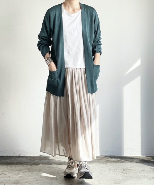 COMMON WARE(コモンウェアー)の「COMMONWARE:12Gニット ボタンレス カーディンガン 春ニット(カーディガン/ボレロ・レディース・アイボリー/チャコールグレー/グリーン/サックスブルー・L/XL/M)」の18枚目の写真