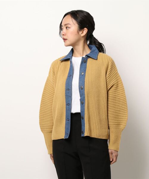 KOBE LETTUCE（コウベレタス）の「デニム切替ニットカーディガン[C5993]（カーディガン/ボレロ・レディース・イエロー/グレー/レッド・FREE）」の6枚目の写真