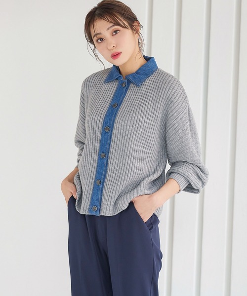 KOBE LETTUCE（コウベレタス）の「デニム切替ニットカーディガン[C5993]（カーディガン/ボレロ・レディース・イエロー/グレー/レッド・FREE）」の11枚目の写真