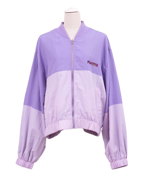 PUNYUS（プニュズ）の「バイカラーナイロンブルゾン（ナイロンジャケット・レディース・ベージュ/パープル/グリーン・2/4/3）」の5枚目の写真